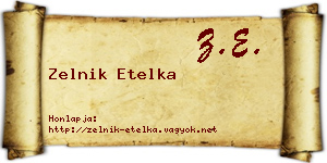 Zelnik Etelka névjegykártya